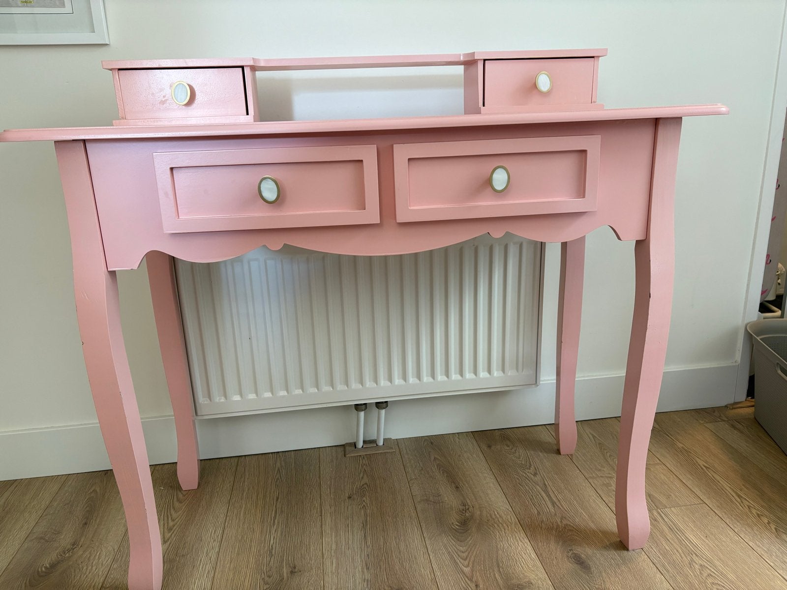 Roze console tafel met spiegel, Huis en Inrichting, Ophalen, Gebruikt, 100 tot 150 cm, 50 tot 100 cm