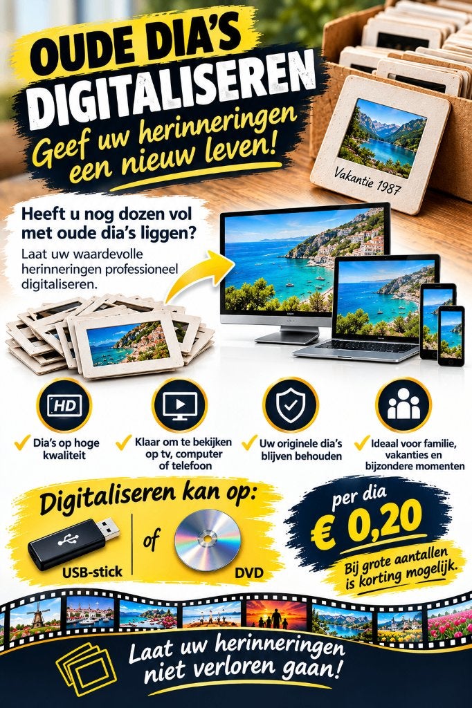 Dia's laten digitaliseren!!!!!!!, Computers en Software, Diascanner, Nieuw, Ophalen of Verzenden, Reflecta