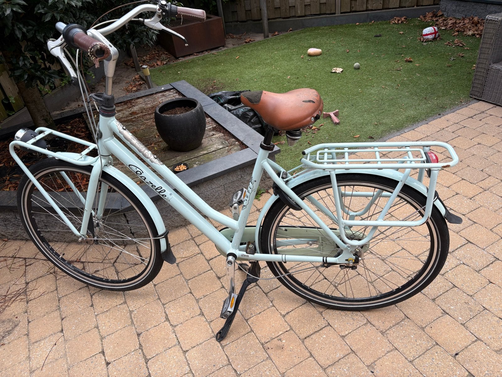 Gazelle Miss Grace damesfiets - Lichtblauw, Ophalen, Gebruikt, Velgrem, Versnellingen
