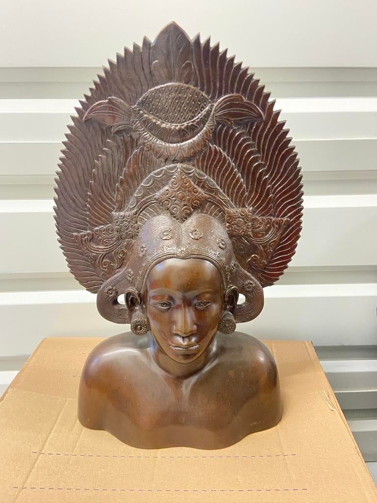 Bronzen buste van een Balinese Djanger-danseres, Antiek en Kunst, Ophalen of Verzenden