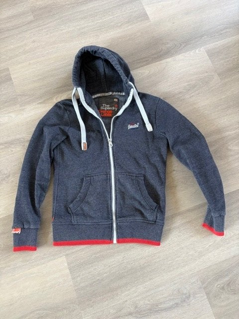 Blauw/Grijze Hoodie van het merk Superdry, Ophalen of Verzenden, Zo goed als nieuw, Superdry, Maat 48/50 (M)