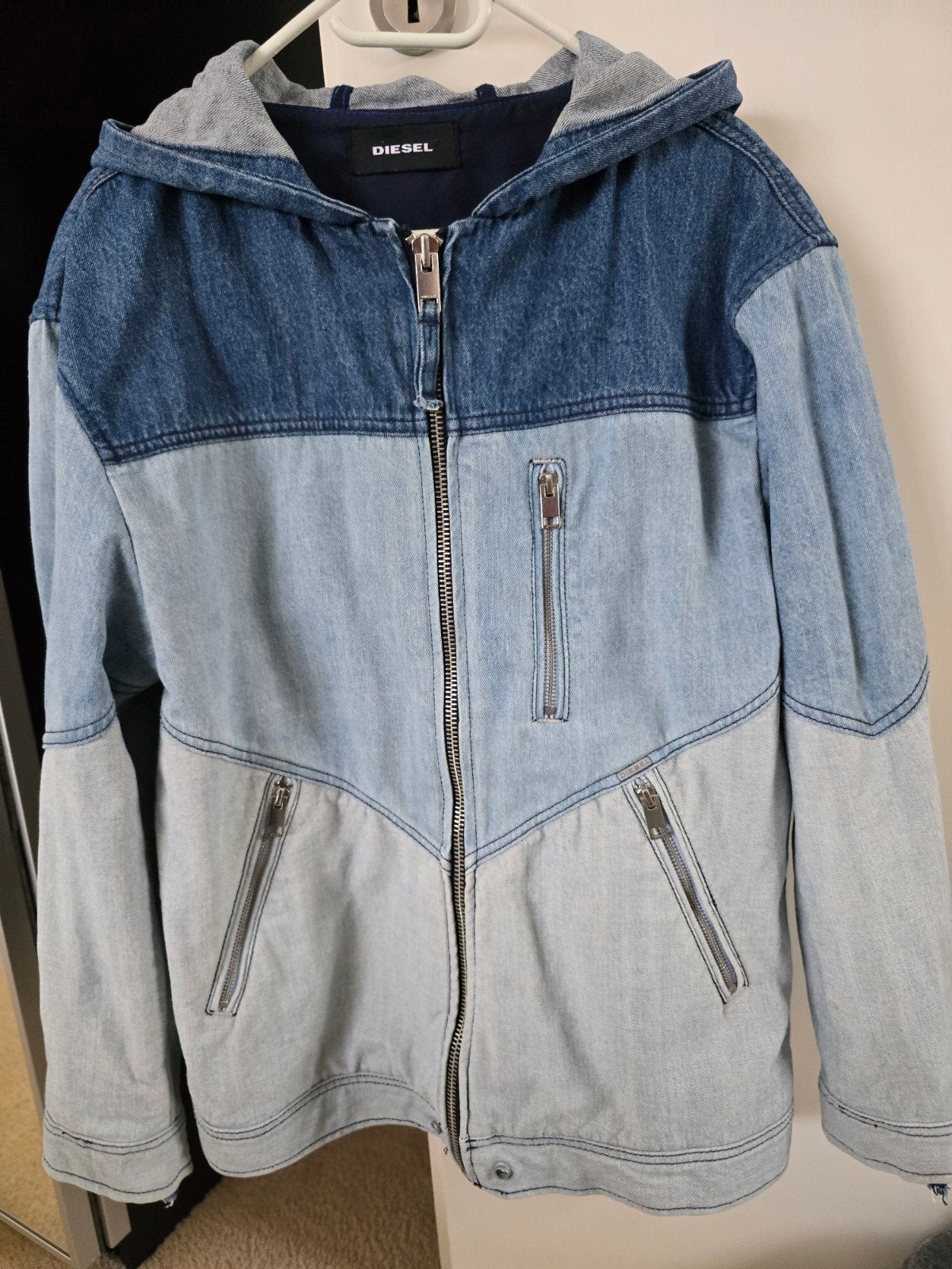 Diesel Denim Patchwork Jasje met Capuchon | Maat M - NIEUW, Ophalen of Verzenden, Nieuw, Maat 48/50 (M), Blauw