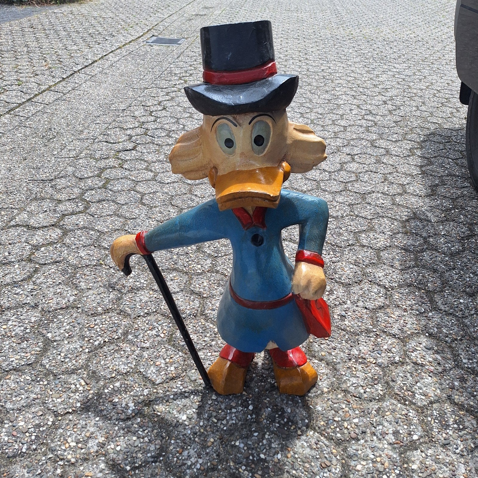 Vintage Oom Dagobert Duck Beeld - Houten Figuur, Ophalen, Gebruikt