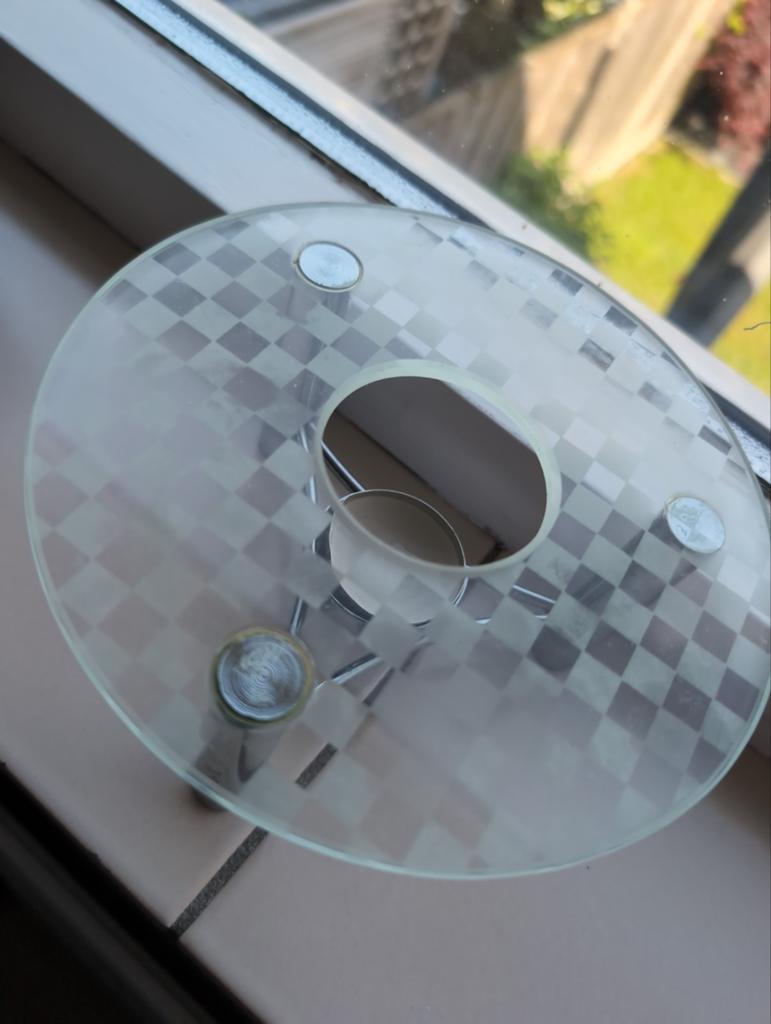 Glazen warmhoudplaatje met theelichthouder, Ophalen of Verzenden, Gebruikt
