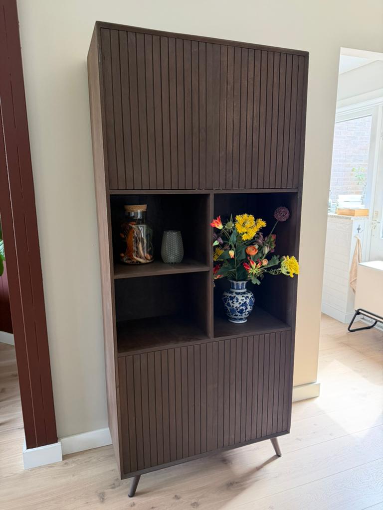 Vida mango houten wandkast, Ophalen, Zo goed als nieuw, Minder dan 150 cm, 150 tot 200 cm