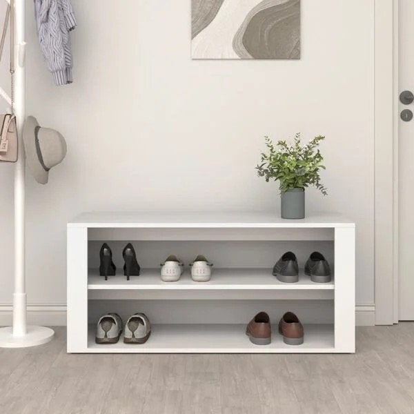 Schoenenrek 100x35x45 cm bewerkt hout wit nieuw in doos, Huis en Inrichting, Ophalen, Nieuw