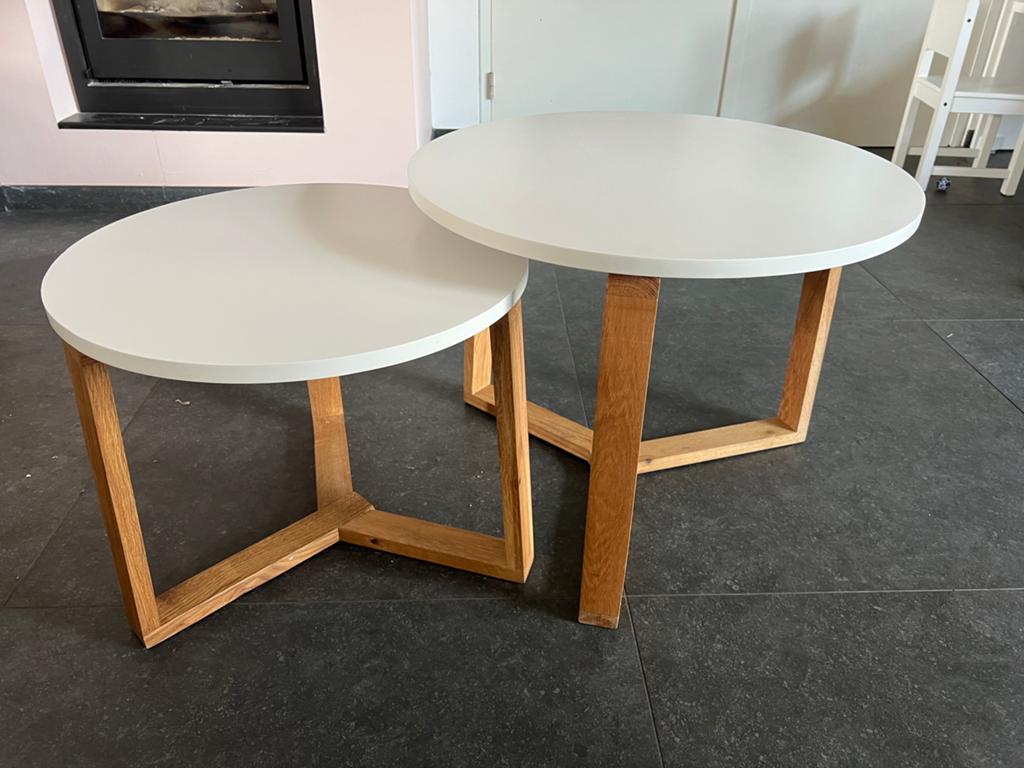 Set bijzettafeltjes van Jysk, Minder dan 55 cm, Gebruikt, Rond, Hout