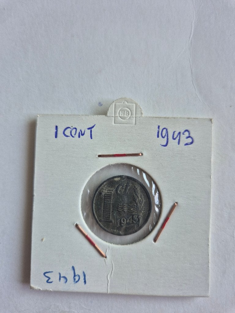 Munt 1 cent 1943 Wilhelmina zink, Postzegels en Munten, Munten | Nederland, Ophalen of Verzenden, Koningin Wilhelmina, 1 cent