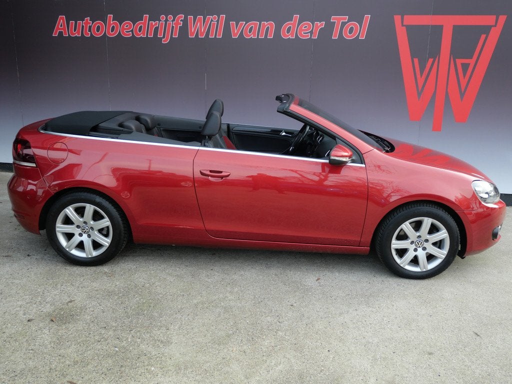 Volkswagen Golf Cabriolet 1.4 TSI AUTOMAAT | LED | HALF-LEER, Auto's, Euro 5, Gebruikt, Zwart, Cabriolet