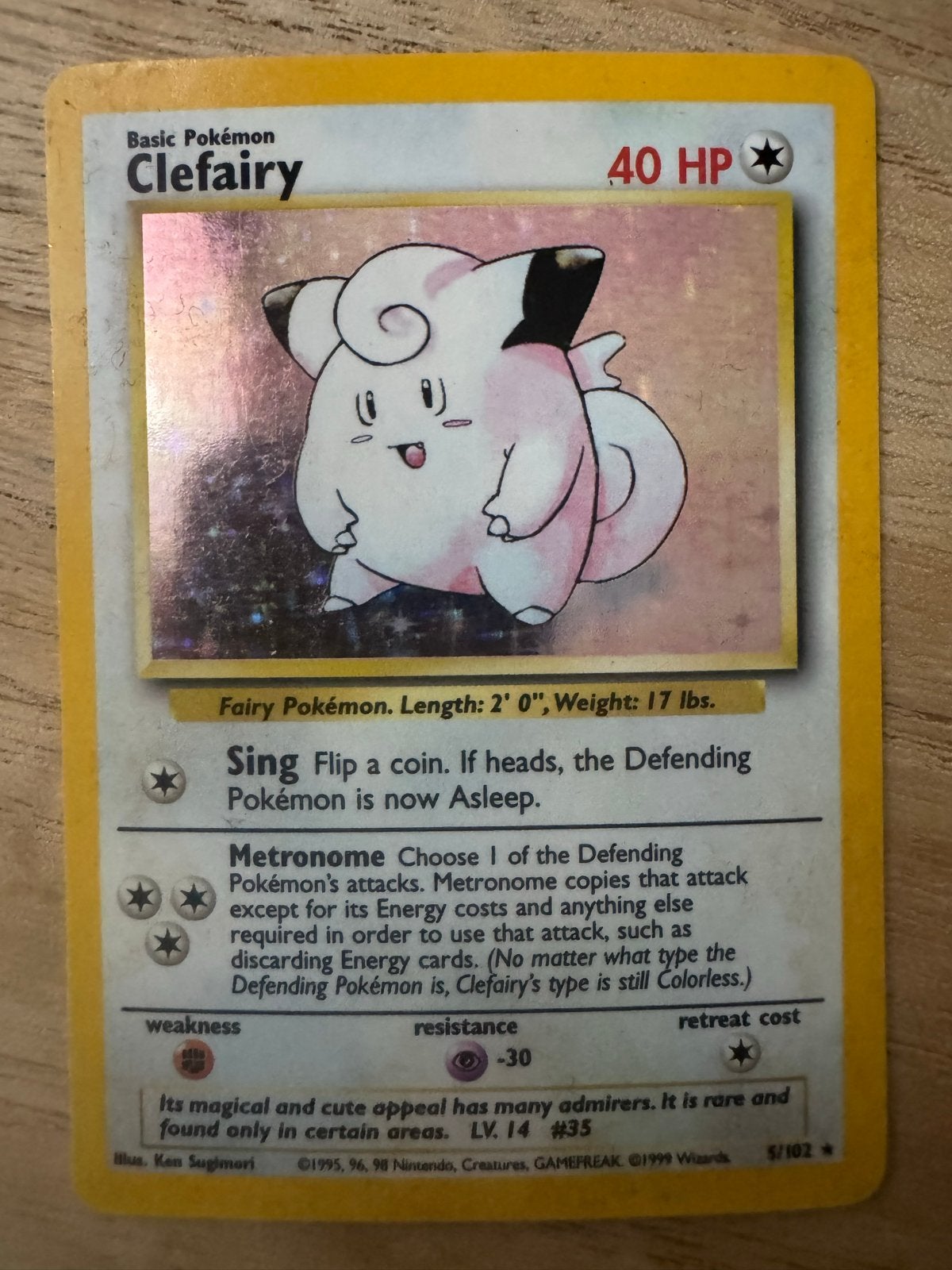 Clefairy Pokémon Kaart 5/102 (Base Set), Ophalen of Verzenden, Losse kaart