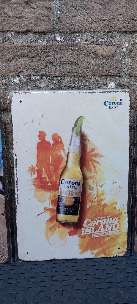 Metalen reclamebord Corona (nr8), Ophalen of Verzenden, Nieuw, Reclamebord, Plaat of Schild, Overige merken