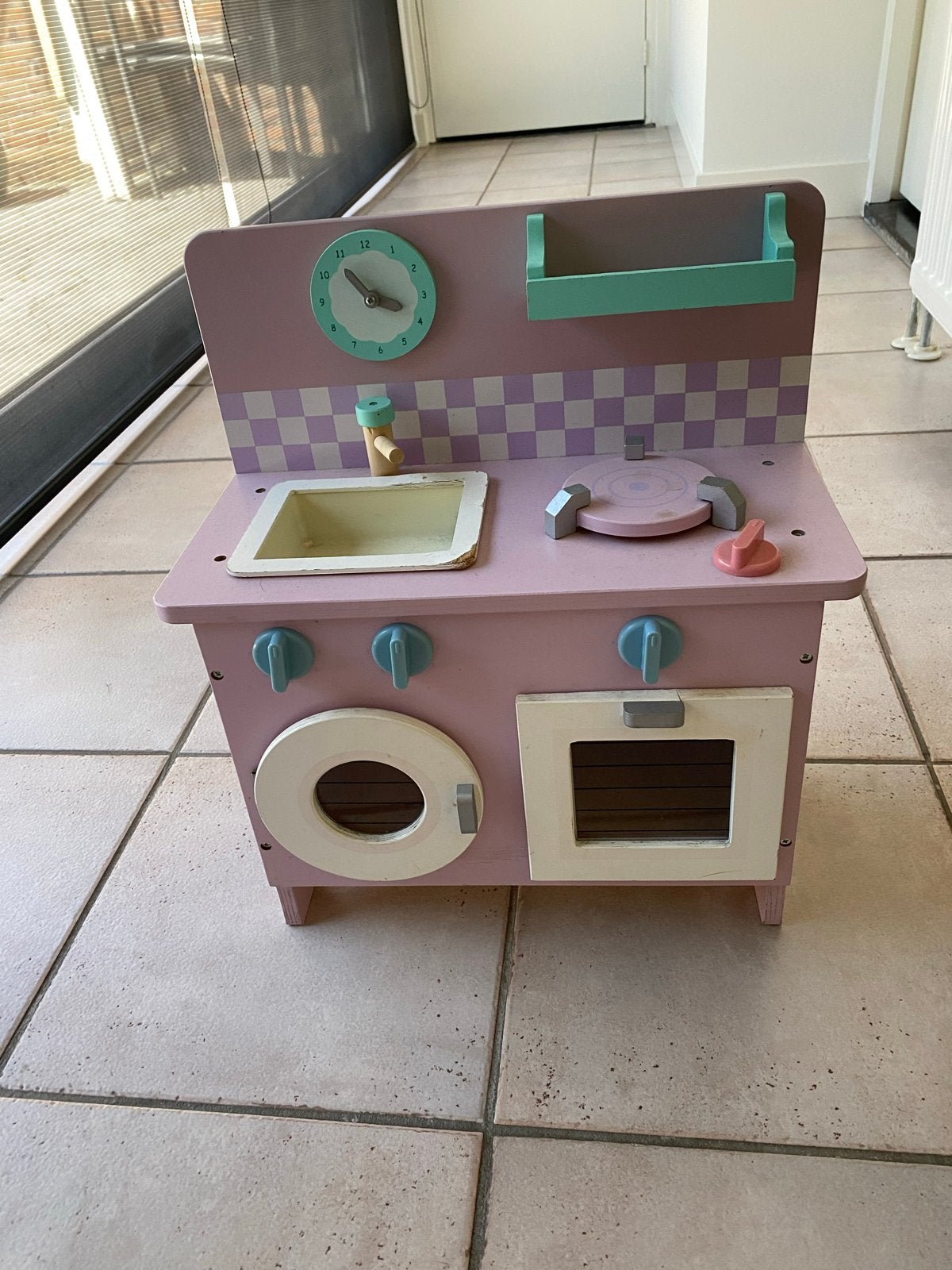 Houten Speelkeuken met Oven en Wasmachine, Ophalen of Verzenden, Gebruikt, Hout, Speelkeuken