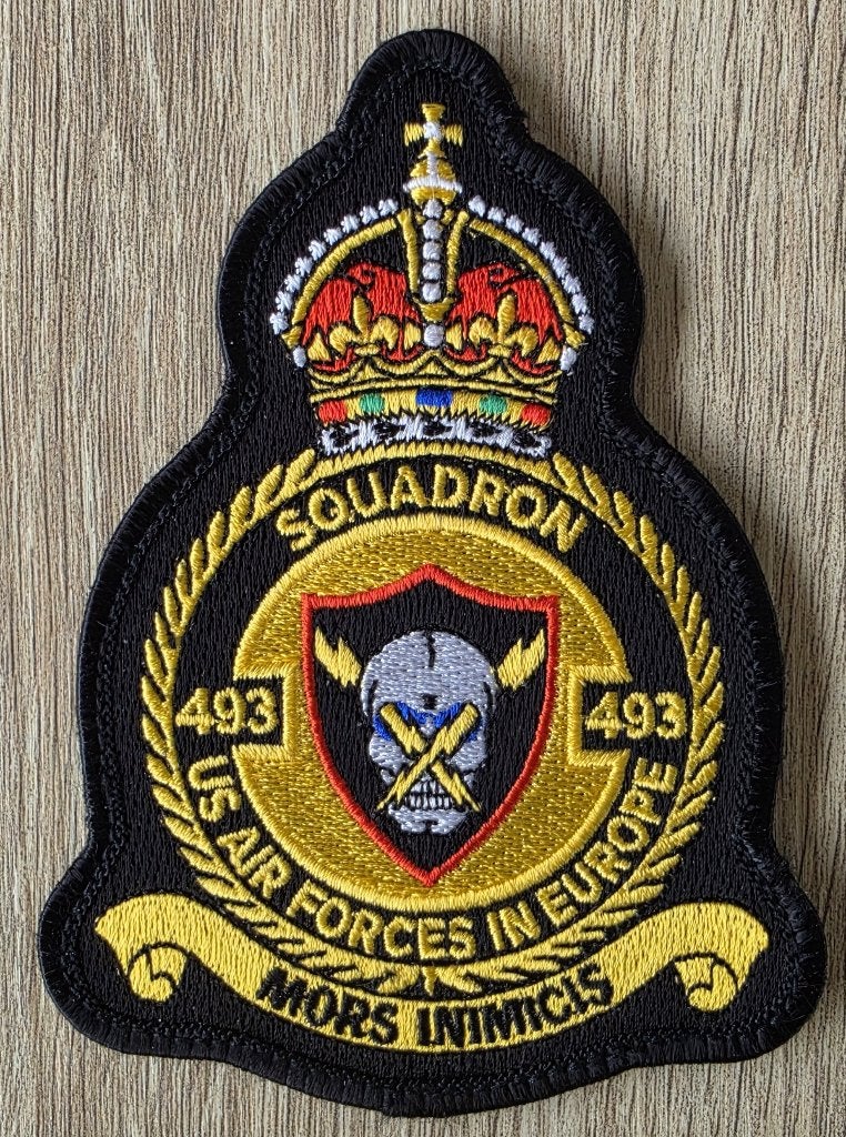 493rd FS Kroon patch, Verzenden, Zo goed als nieuw, Patch, Badge of Embleem