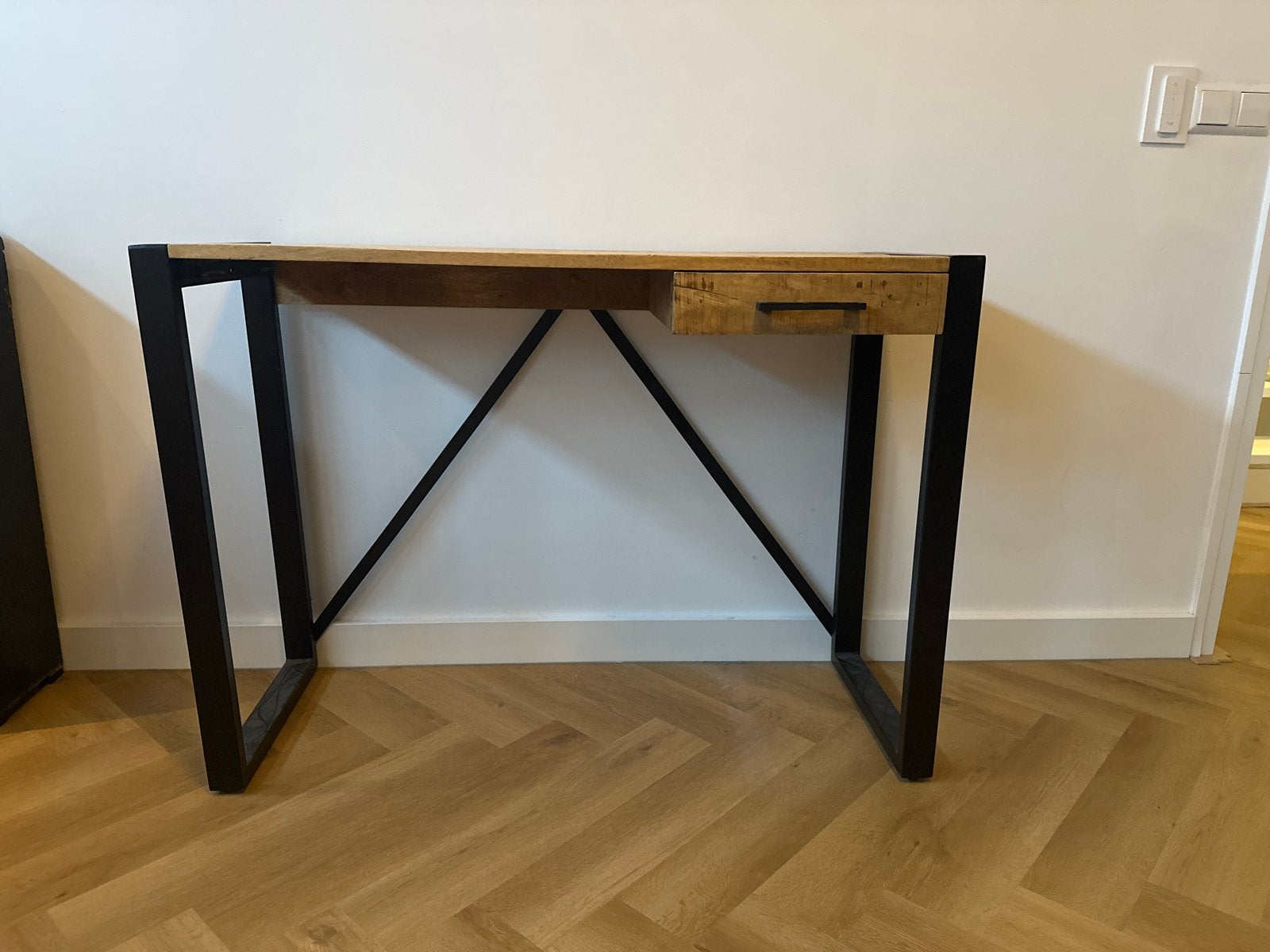 Industrieel bureau Kyan - 78x110x40 cm, Ophalen, Gebruikt, Bruin, Industrieel