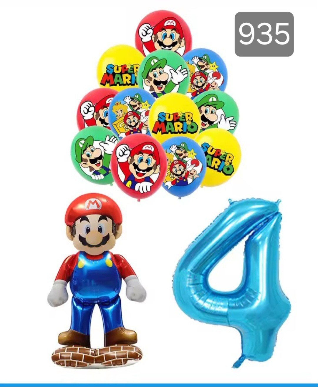 Super Mario Feestpakket: Ballonnen en Mario Figuur, Hobby en Vrije tijd, Feestartikelen, Ophalen of Verzenden, Nieuw, Feestartikel