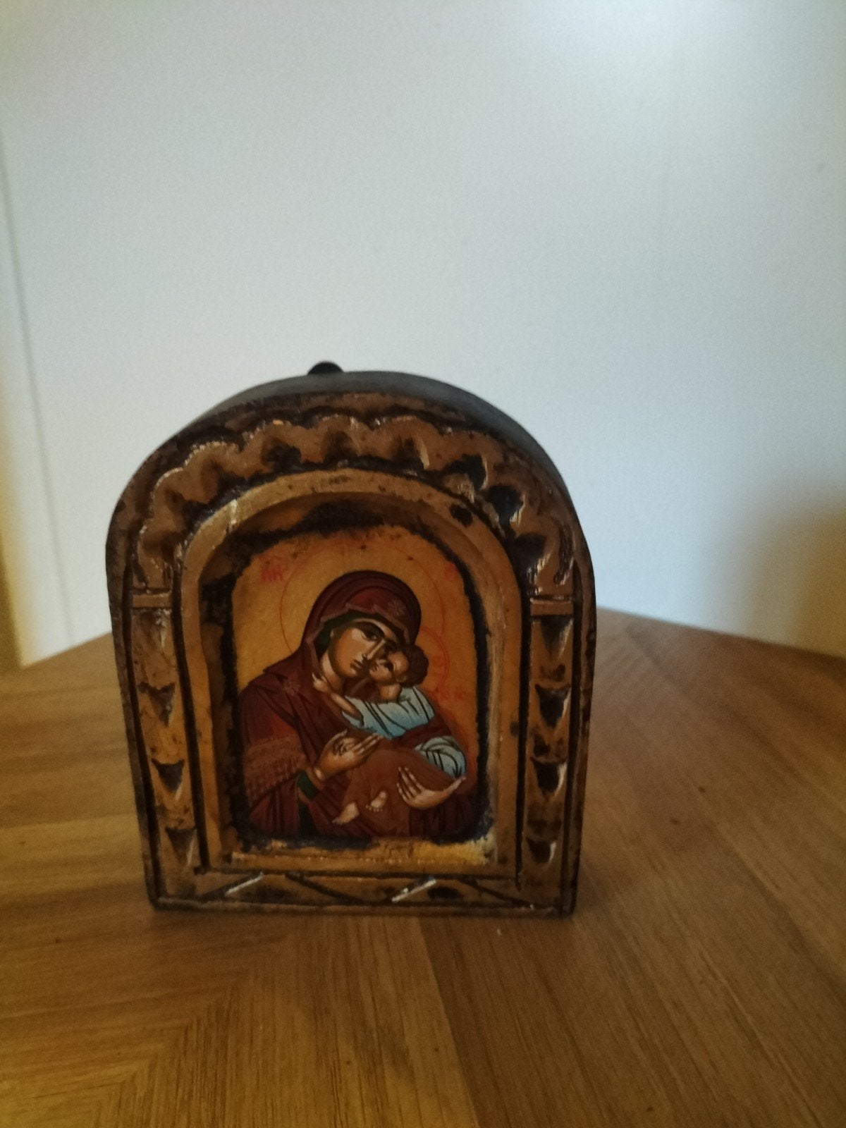 Handgemaakt Byzantijns icoon - Maria met kind, Antiek en Kunst, Ophalen of Verzenden