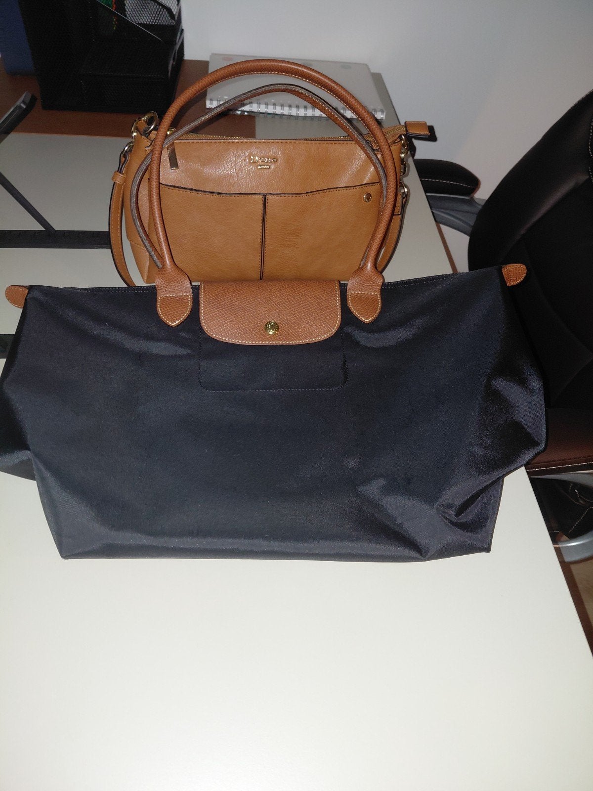 Originele Longchamp tas zwart bruin, Verzenden, Zo goed als nieuw, Zwart, Handtas