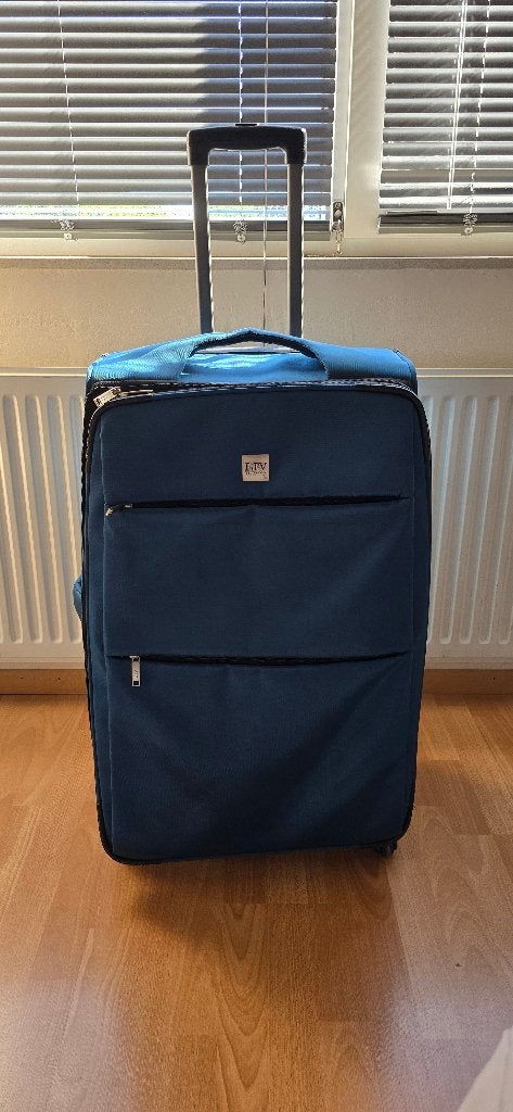 Stevig softcase KOFFER van Liv, petrolkleur, Sieraden, Tassen en Uiterlijk, Koffers, Wieltjes, Gebruikt, Ophalen of Verzenden