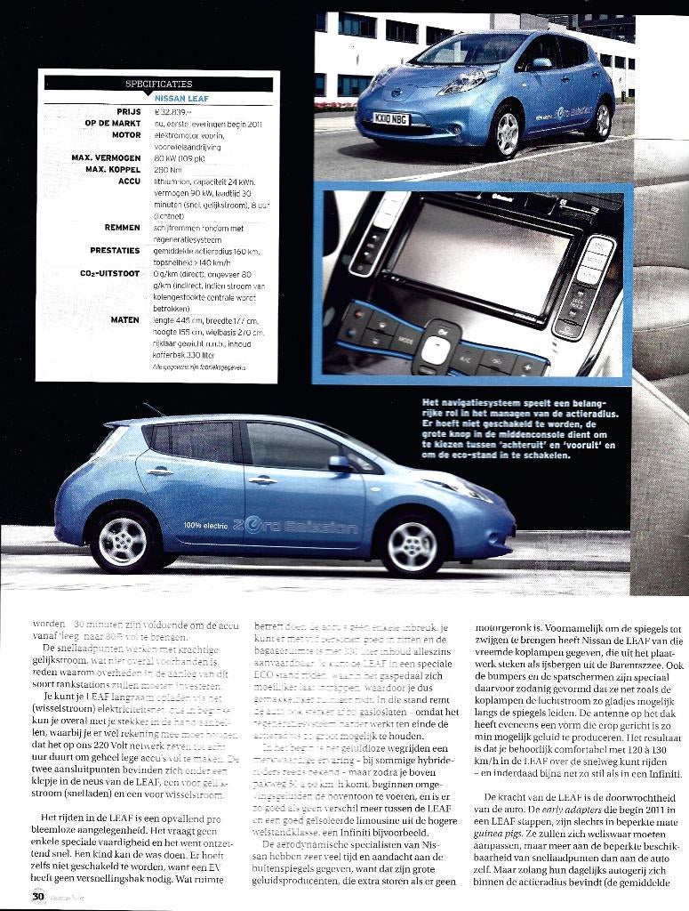 Autovisie test Nissan Leaf 2010, Ophalen of Verzenden, Gelezen, Nissan