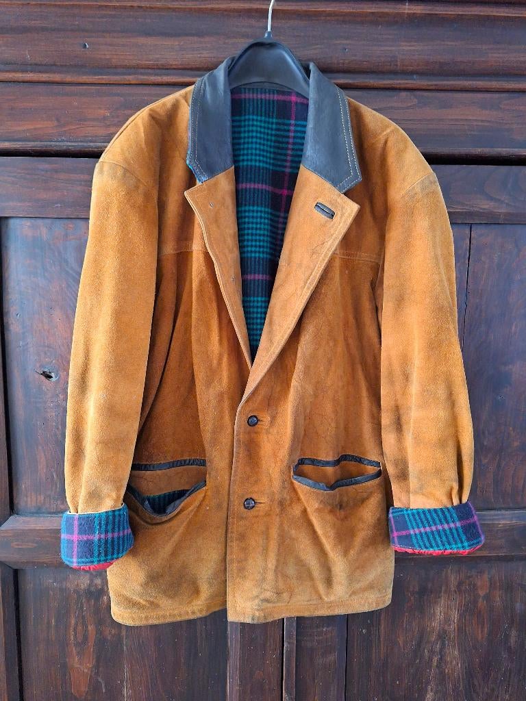 Vintage suede heren jas (€ 15,-), Ophalen, Gedragen, Maat 48/50 (M), Bruin
