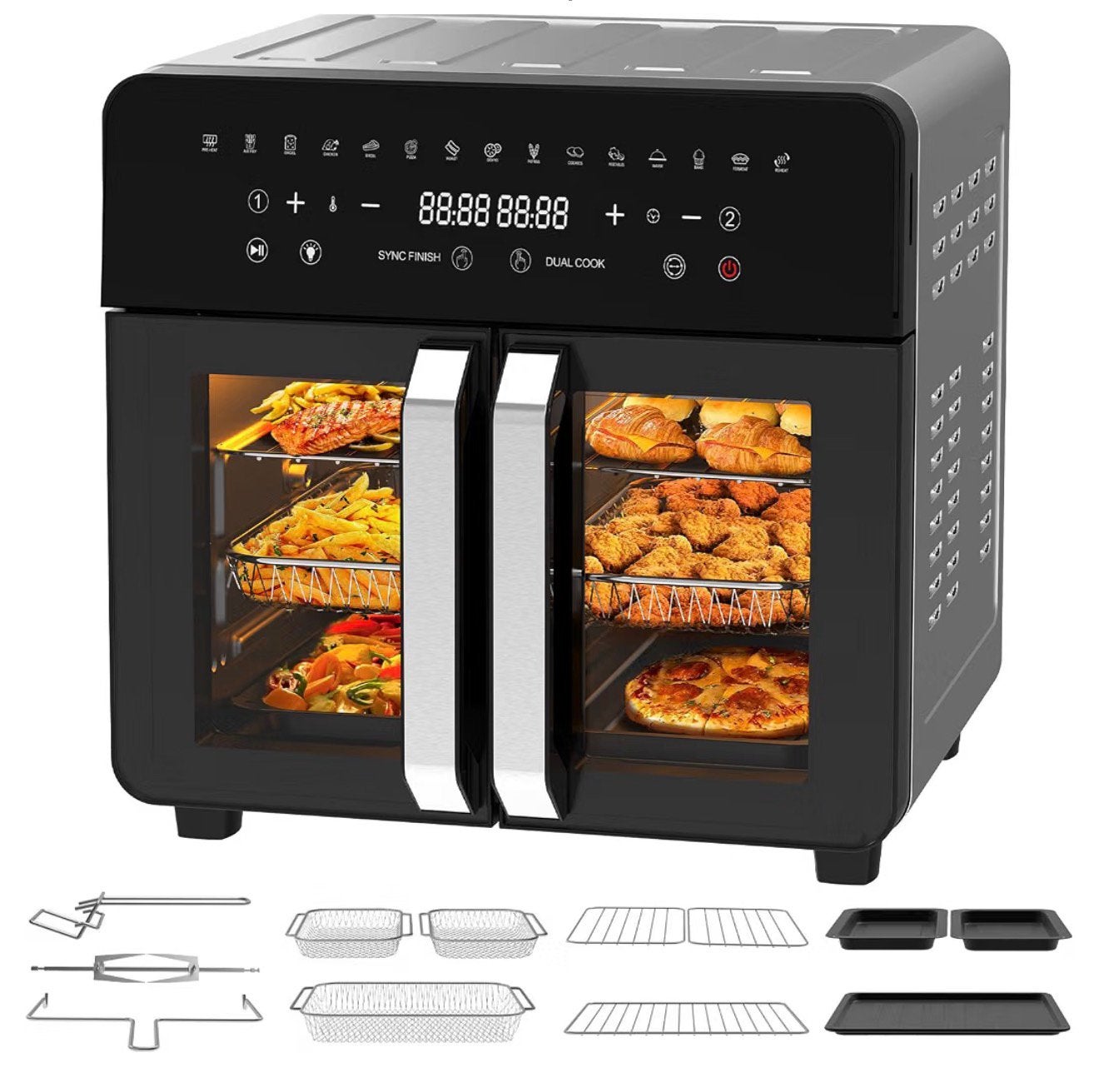 ICEAGLE Dual Airfryer– 2 aparte compartimenten + accessoires, Ophalen, Nieuw, Airfryer XXL, 1500 gram of meer