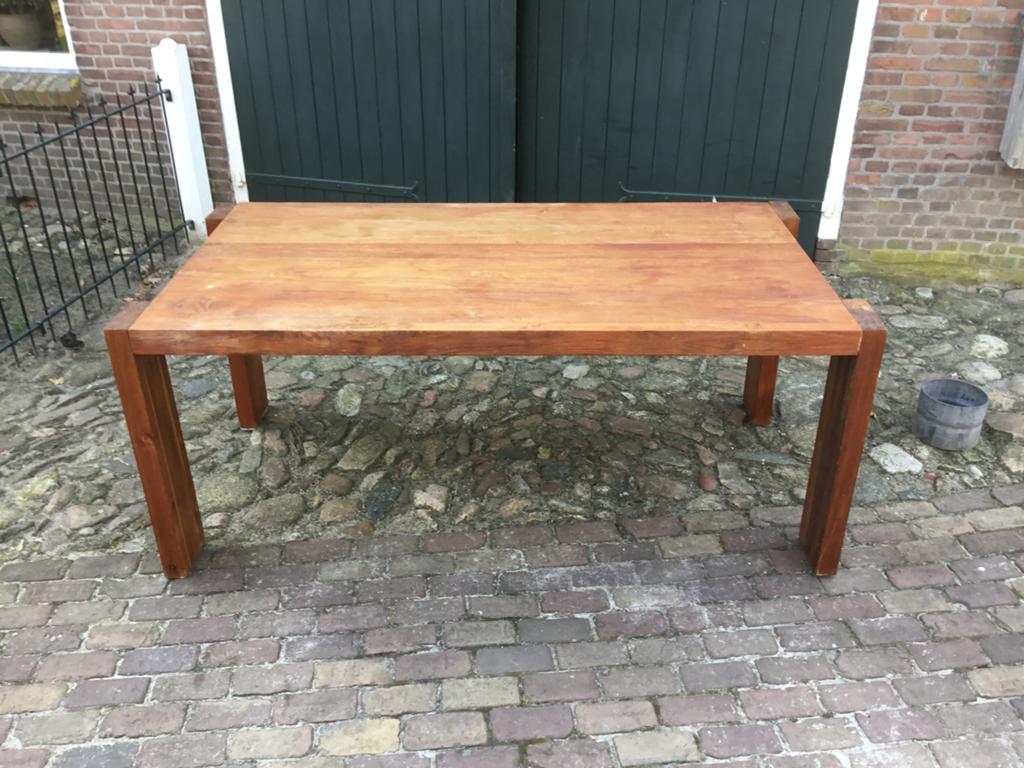 Teak houten eettafel., Ophalen, Gebruikt, Teakhout, 50 tot 100 cm
