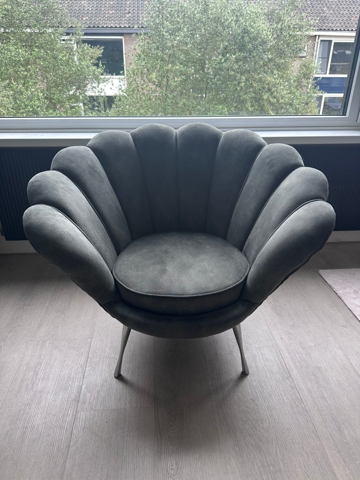 Velvet groen schelp stoel/fauteuils, Huis en Inrichting, Fauteuils, Ophalen, Nieuw, 75 tot 100 cm, 75 tot 100 cm