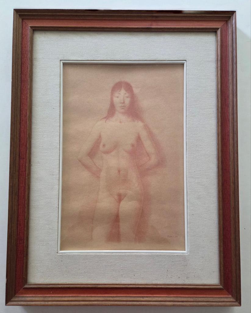 Europese school. Naakt. Portret vrouw. Roodkrijt., Ophalen of Verzenden