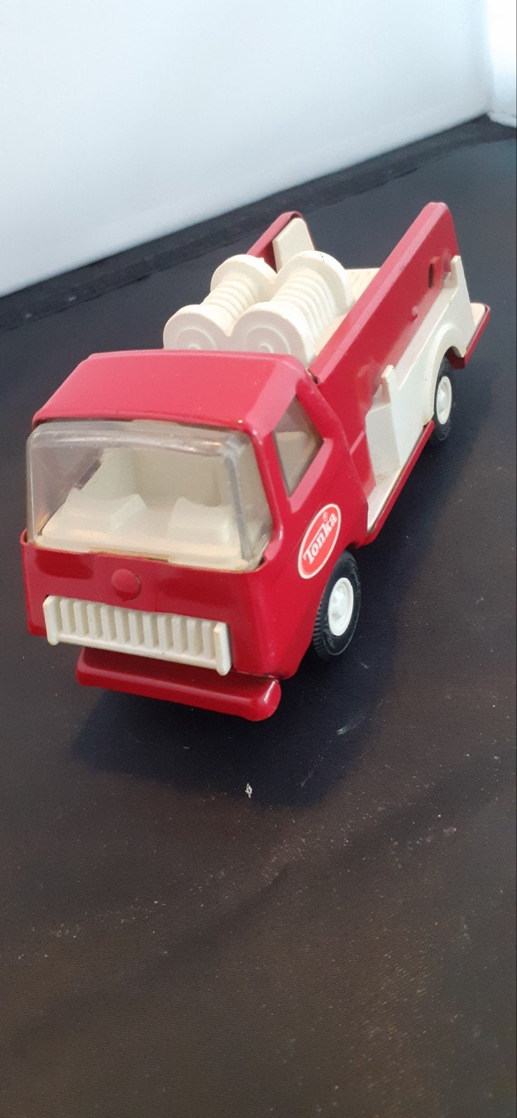 Vintage Tonka sleepwagen - Rood en wit speelgoedvoertuig, Ophalen of Verzenden, Gebruikt