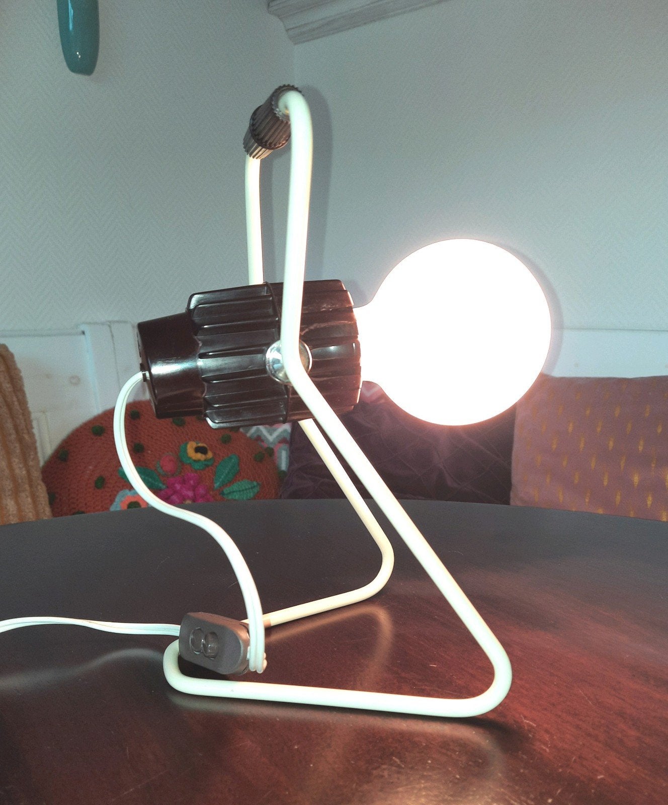 Philips infraroodlamp omgebouwd tot tafellamp, beschrijving, Ophalen of Verzenden, Zo goed als nieuw, Metaal