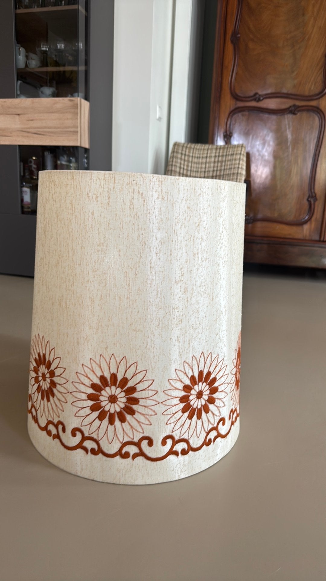 Retro lampenkap, Ophalen of Verzenden, Zo goed als nieuw, Rond, 50 cm of meer