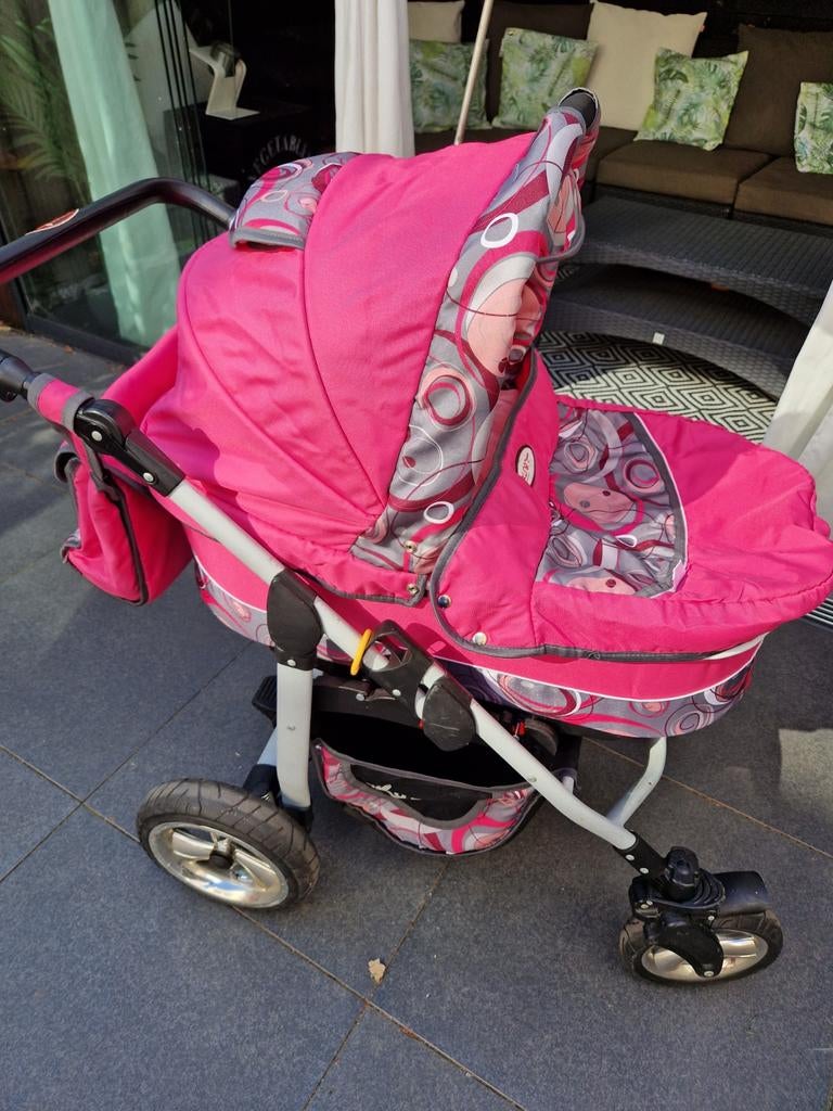 Mooie fuchsia Roze combi kinderwagen., Ophalen, Gebruikt, Kinderwagen, Overige merken