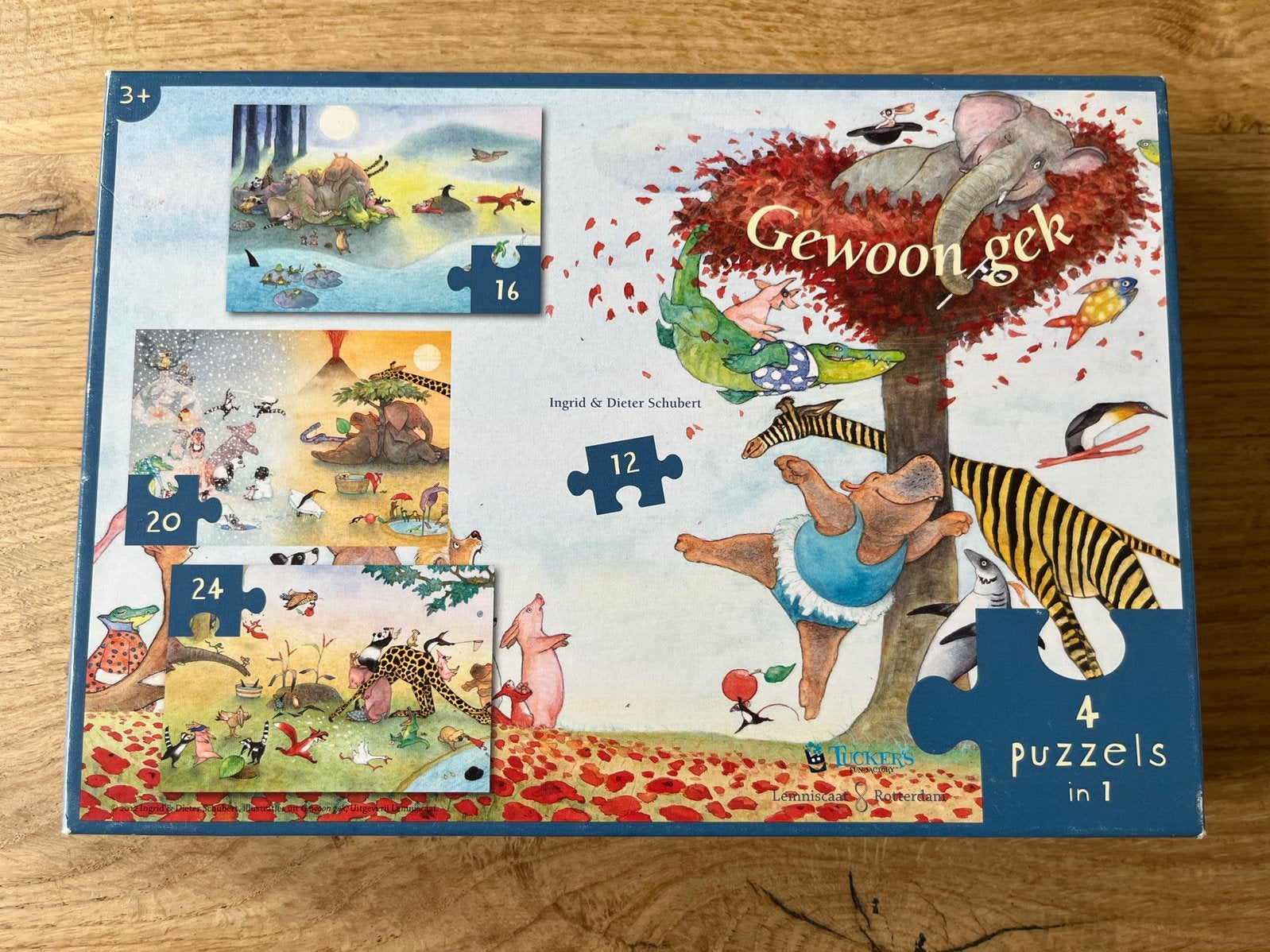 Lemniscaat - 4x puzzel dieren, prentenboek, Ophalen of Verzenden, 10 tot 50 stukjes, Zo goed als nieuw