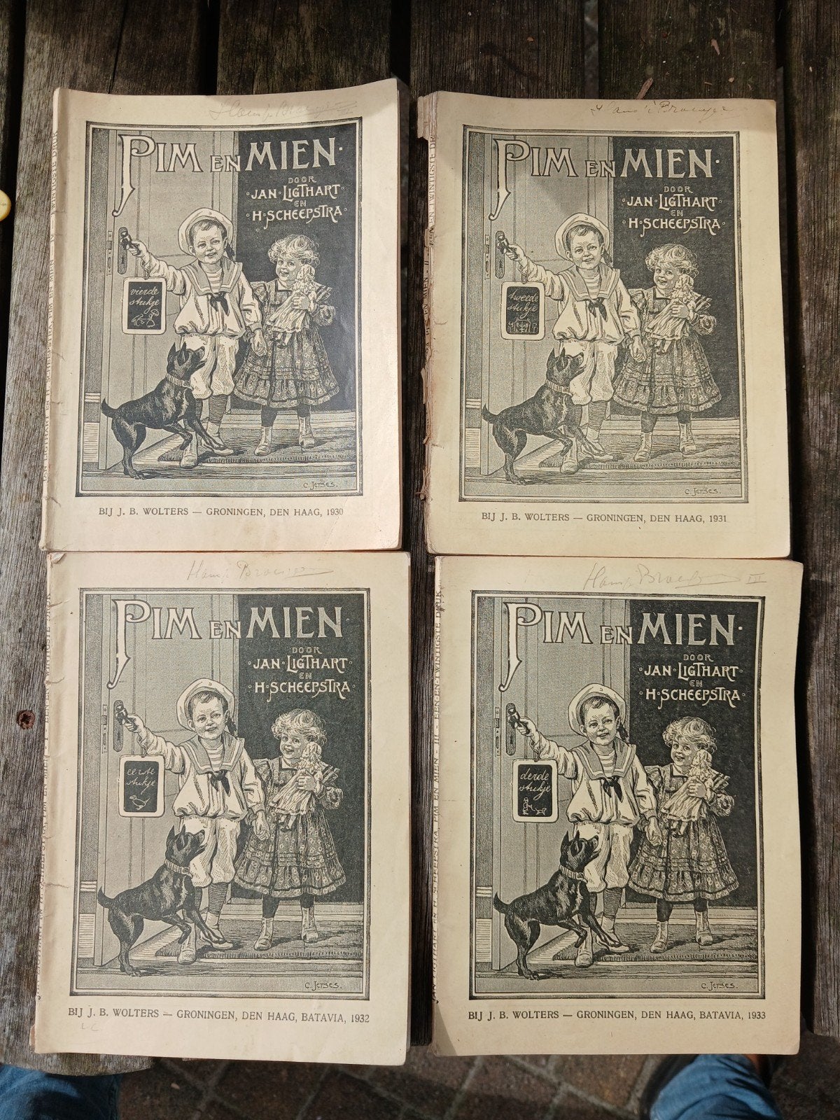pim en mien 4x. nog bij moeder jan ligthart h scheepstra, Ophalen