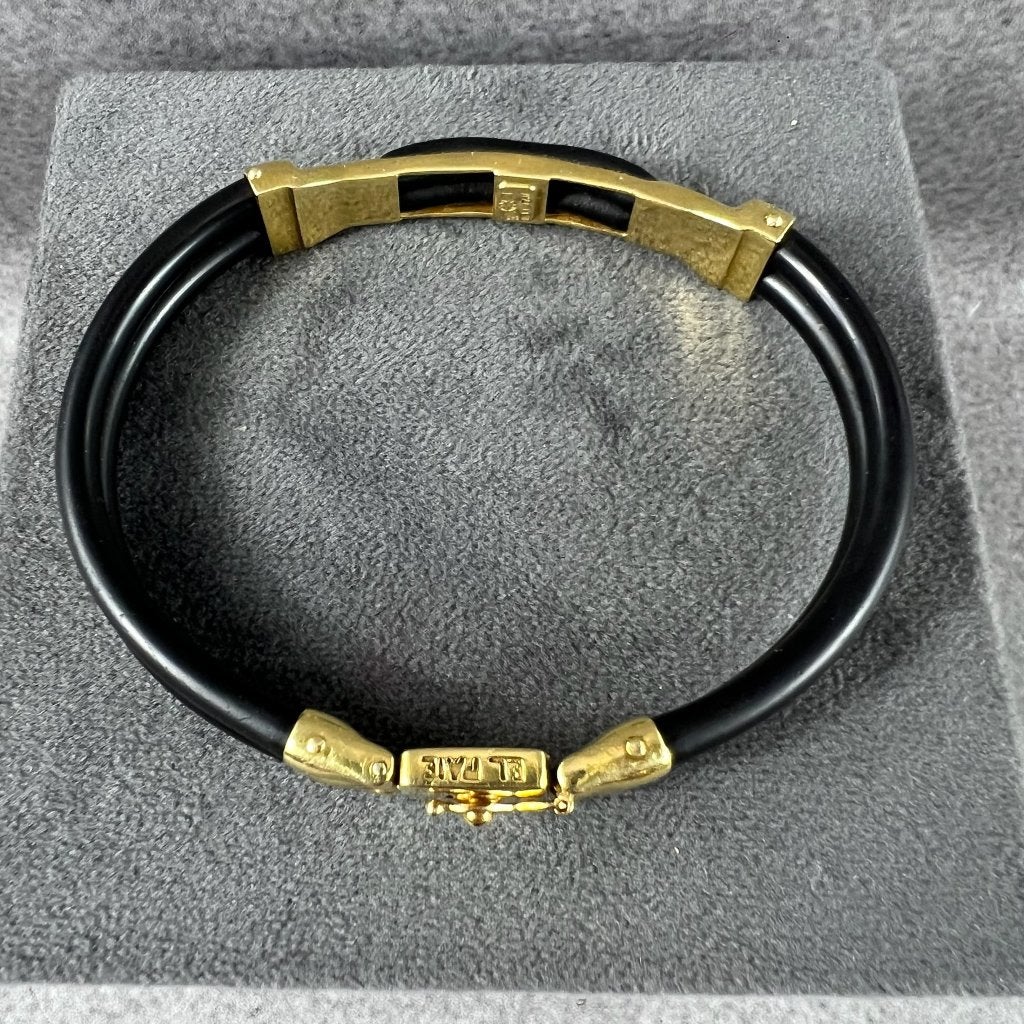 Gouden Armband | 18k | 23,84g |rubberen band| 22cm | 417664, Ophalen of Verzenden, Gebruikt, Goud, Goud