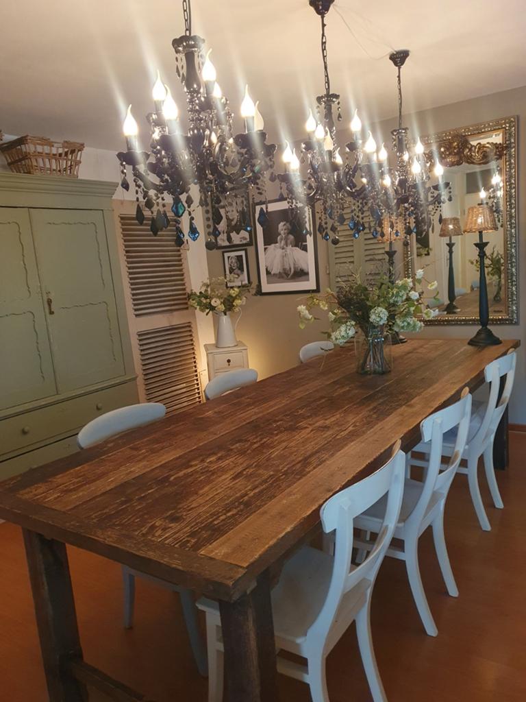 Te Koop Prachtige Oude eettafel 3m lang, Ophalen of Verzenden, Rechthoekig, 200 cm of meer, 50 tot 100 cm