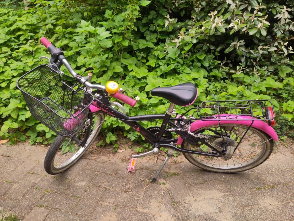Decathlon fiets B'twin  7 a 8 jaar 122 inch zwart roze, Ophalen, Gebruikt, Minder dan 16 inch