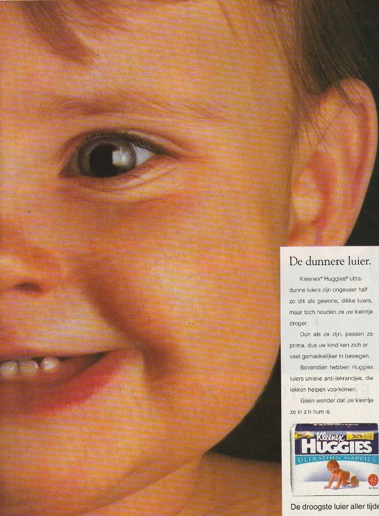 retro reclame 1994 Huggies baby luiers lekker in je hum, Verzamelen, Verzenden, Overige typen