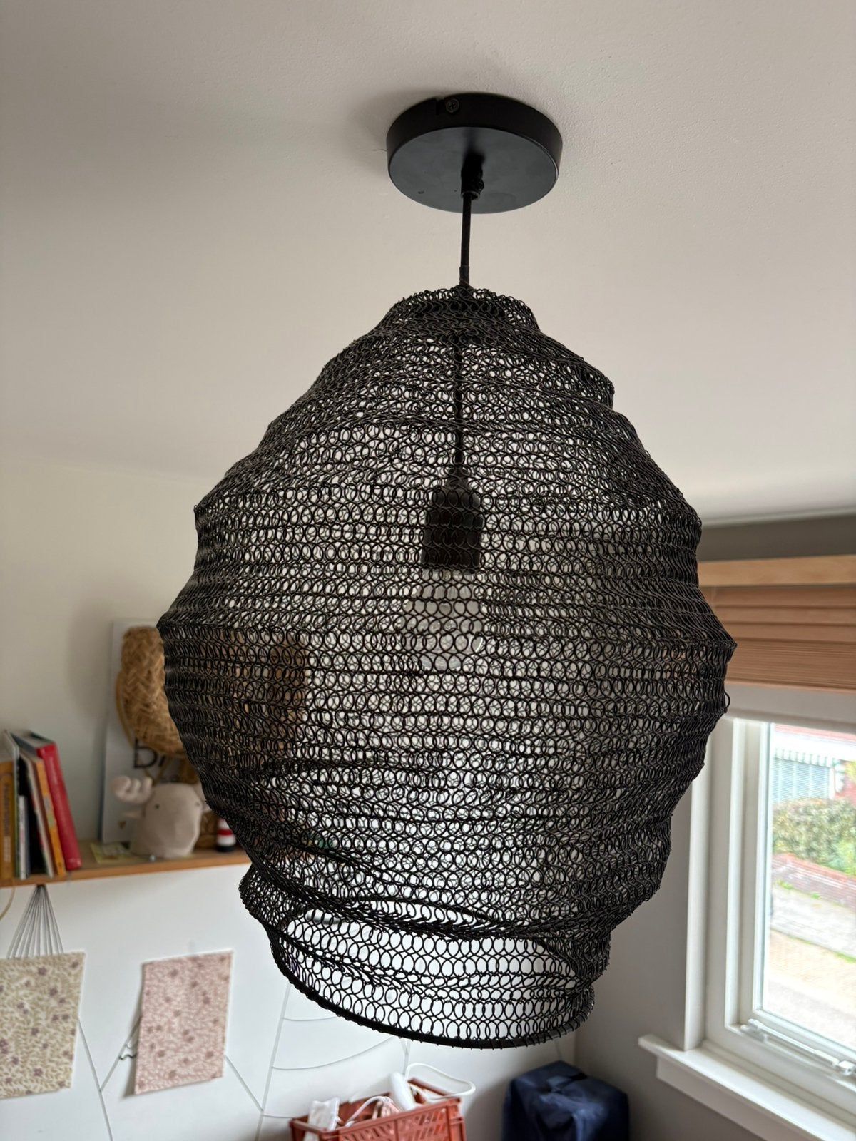 Zwarte hanglamp, Ophalen of Verzenden, Gebruikt, Overige materialen, E40
