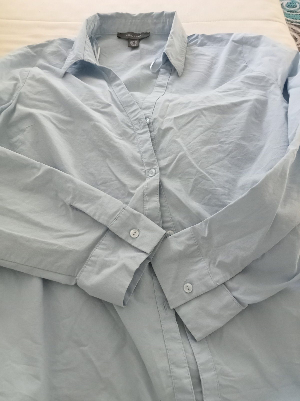 2 Dames Blouses: Primark Lichtblauw & H&M Geruit (Maat S), Blauw, Ophalen of Verzenden, Primark, H&M, Maat 36 (S)