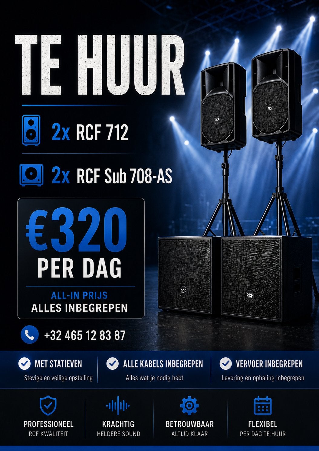 RCF Te Huur, Overige merken, Soundbar, 70 watt of meer, Ophalen of Verzenden