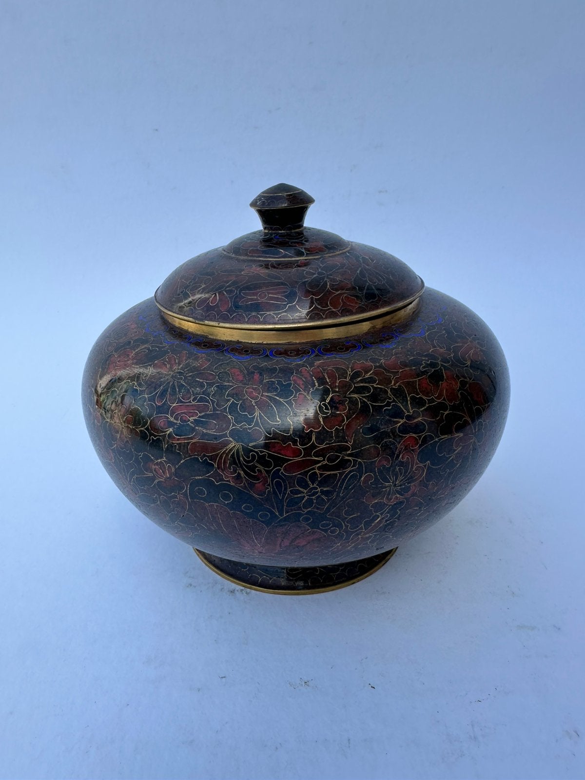Grote Chinese rode cloisonne deksel vaas, Antiek en Kunst, Antiek | Vazen, Ophalen of Verzenden