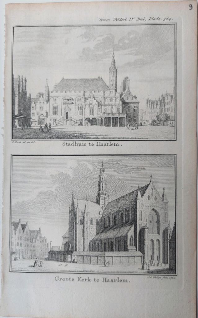 09 / Stad huis en Groote of St. Bavo Kerk te Haarlem, Ophalen of Verzenden