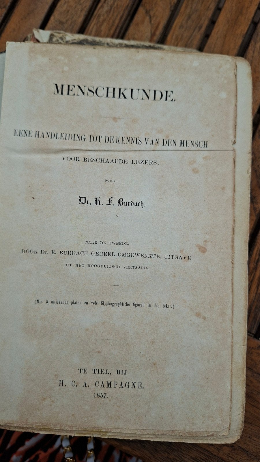 Menschenkunde: Anatomieboek uit 1857 - Dr. E. Burdach, Antiek en Kunst, Ophalen of Verzenden