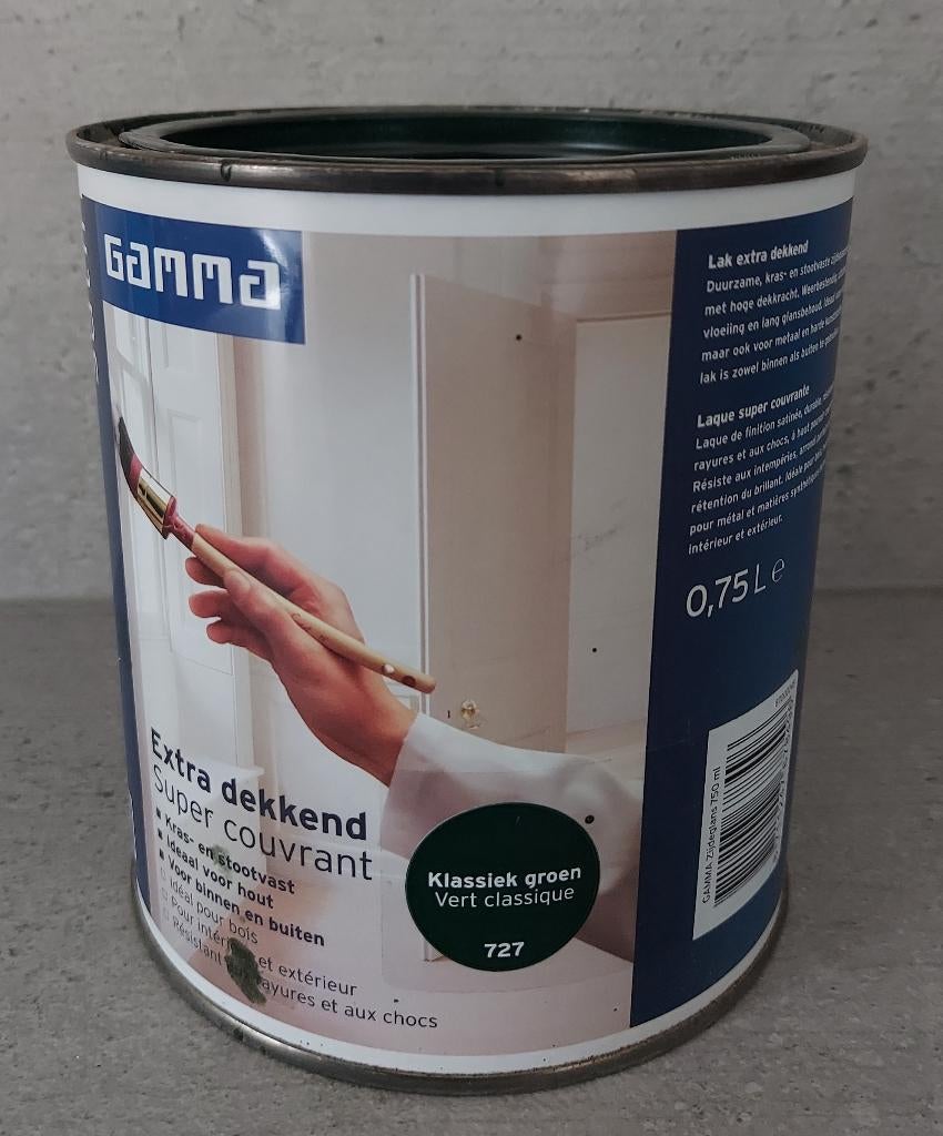 Gamma zijdeglans aflakverf klassiek groen, Ophalen of Verzenden, Minder dan 5 liter, Groen, Verf