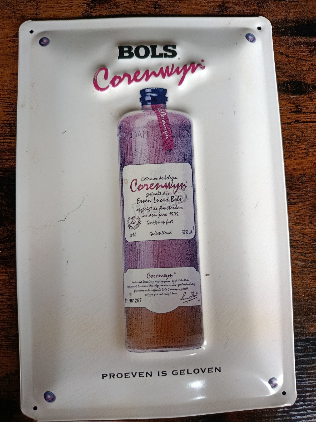 Bols Corenwyn Blikken Reclamebord - 20x30 cm, Ophalen of Verzenden, Gebruikt, Reclamebord