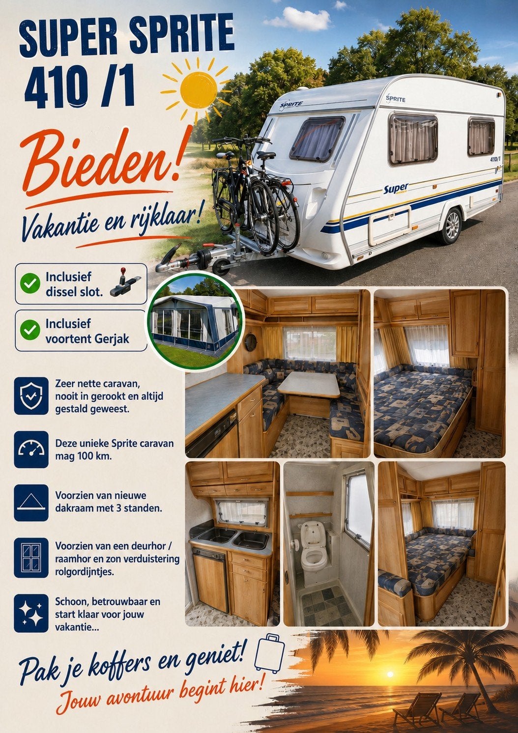 Caravan SUPER SPRITE 410 /1, Ophalen of Verzenden, Zo goed als nieuw, Overige merken