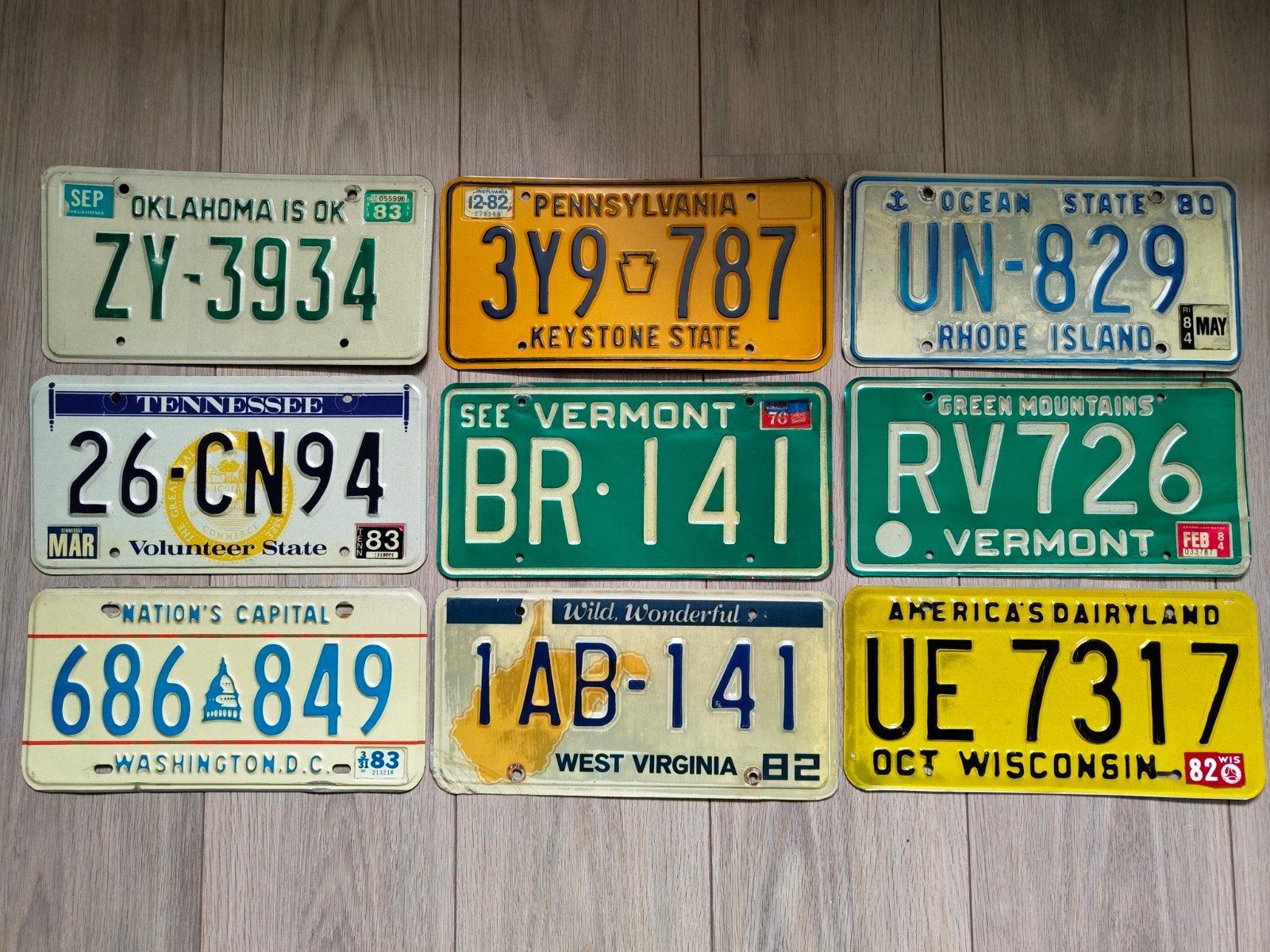 Verenigde Staten 9 slogan platen Staten O-W, Ophalen of Verzenden, Gebruikt, Auto's