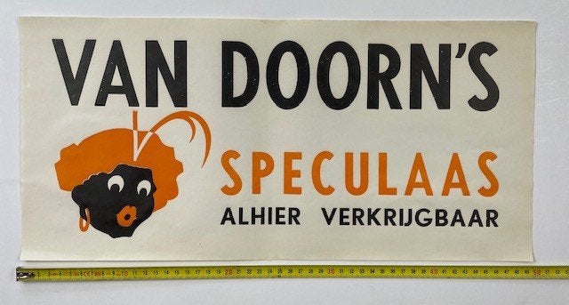 Oude winkelposter Zwarte Piet voor speculaas 1930-1950, Diversen, Ophalen of Verzenden