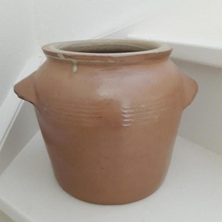 Mooie Franse brocante grespot met oren -  22 cm hoog, Ophalen of Verzenden